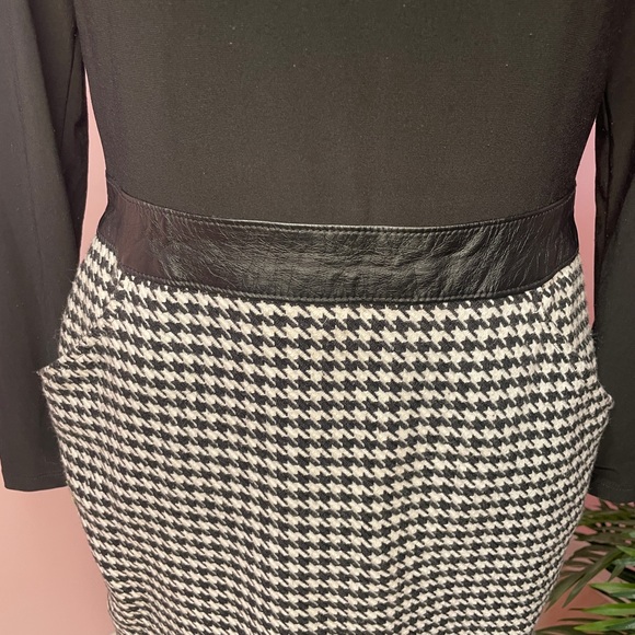 Ralph Lauren Houndstooth Dress Black with Faux Leather belt - Picture 12 of 13